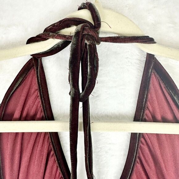Roberta Vintage Velvet Whimsigoth Maxi Dress Size Medium Deep Wine Merlot - Picture 8 of 9